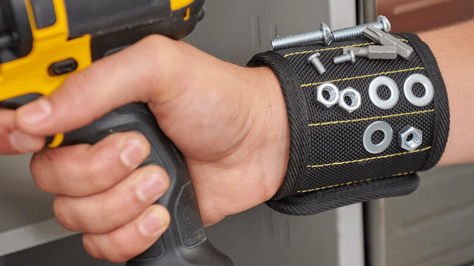 MagSnap Magnetic Wristband by Wrap-It Storage - Black - Great Father Gift Wrist Magnet Tool Belt and Screw Holder