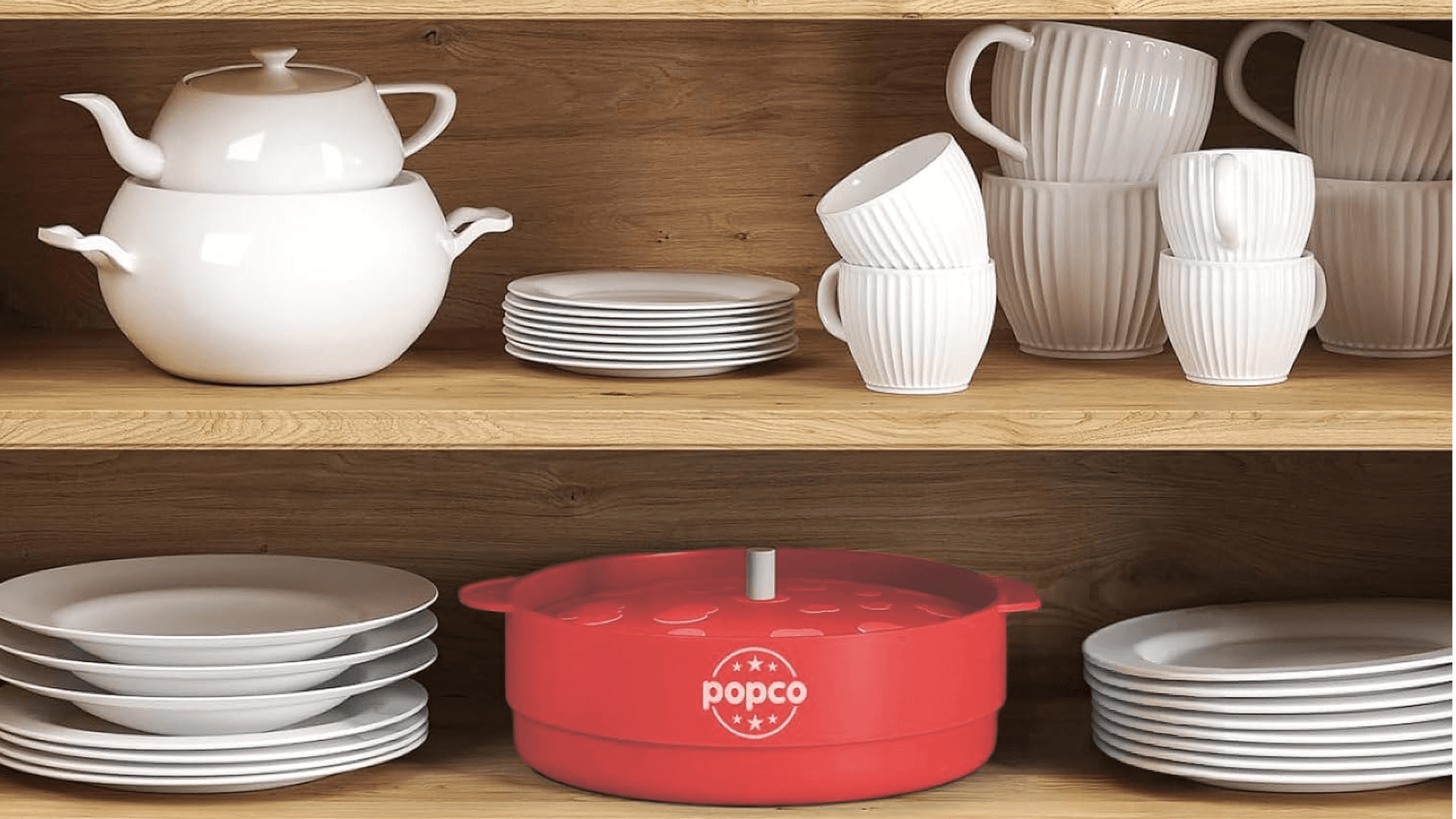 POPCO Silicone Popcorn Maker - Microwave Popcorn Popper - Collapsible Bowl, Heat-Resistant, Easy to Clean, Ideal for Family Movie Nights, 15-Cup Capacity - Transparent Red