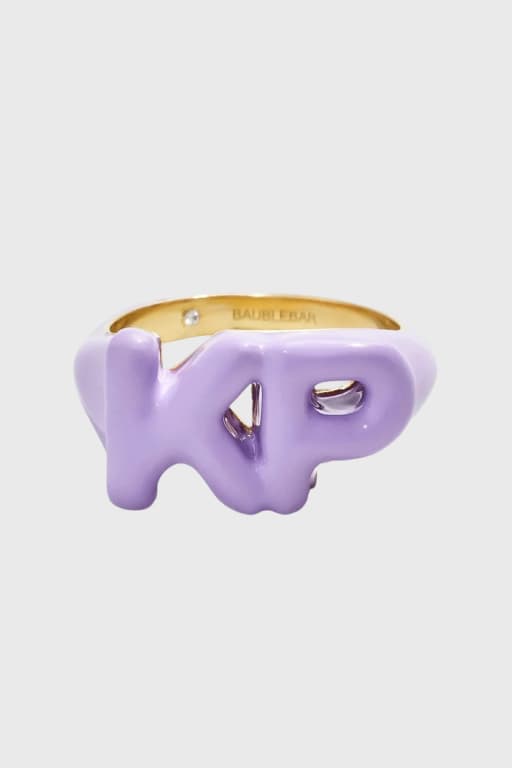 Block Enamel Custom Initial Ring