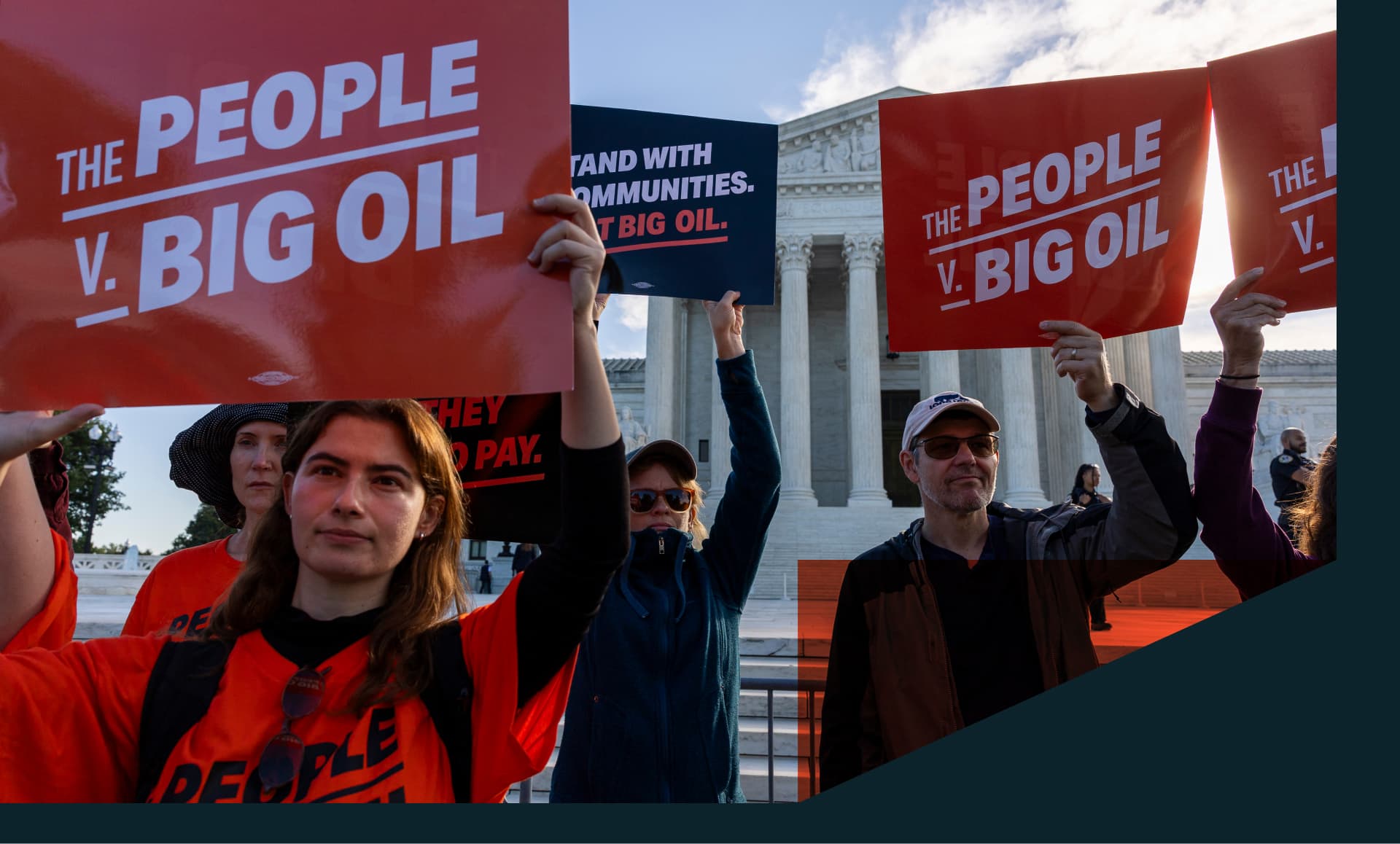 Climate activists protest outside of the U.S. Supreme Court building
