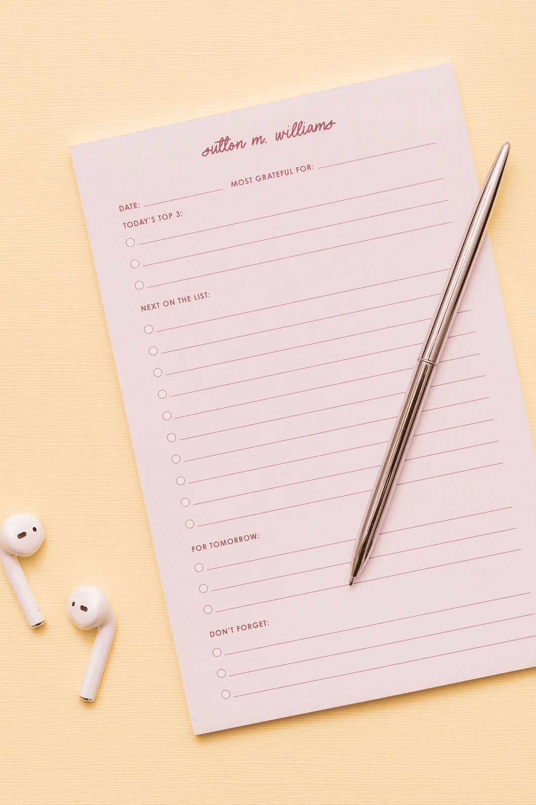 undated to-do notepad