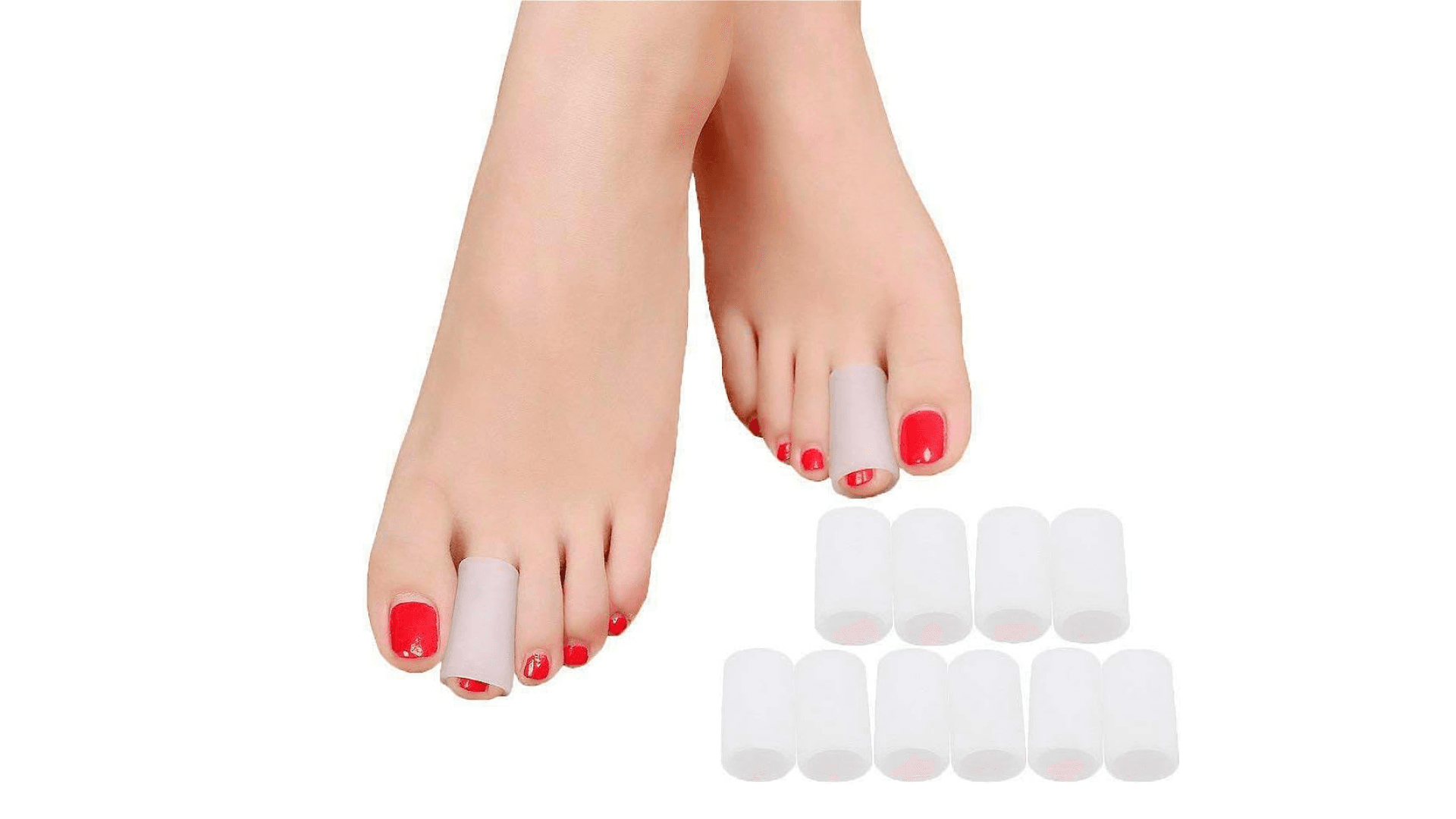 Povihome Toe Sleeves, Toe Protectors, 10 Pack Toe Tube Pads for Hammer Toe,Stubbed Toe,Corns, Calluses Protect