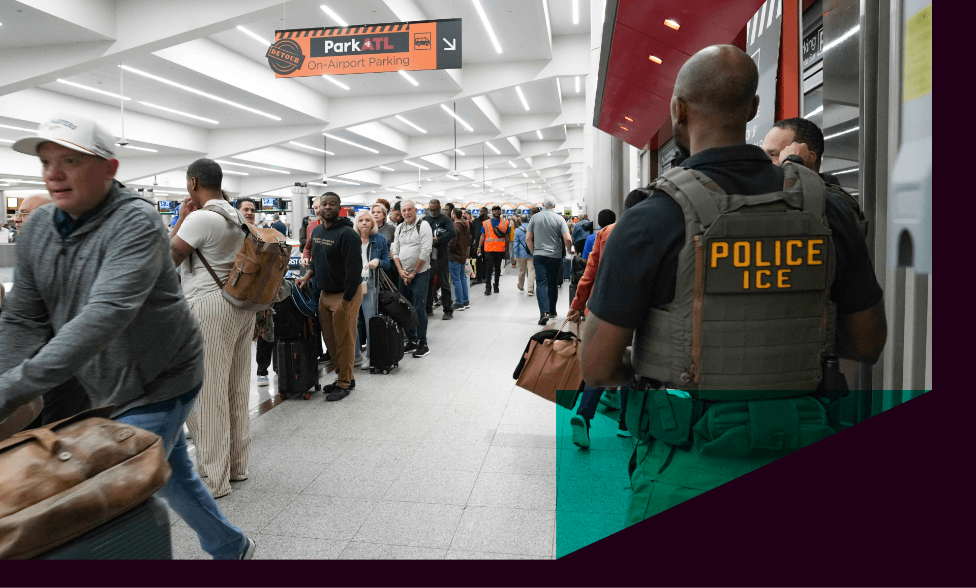 ICE agent stands at airport in Atlanta, Georgia