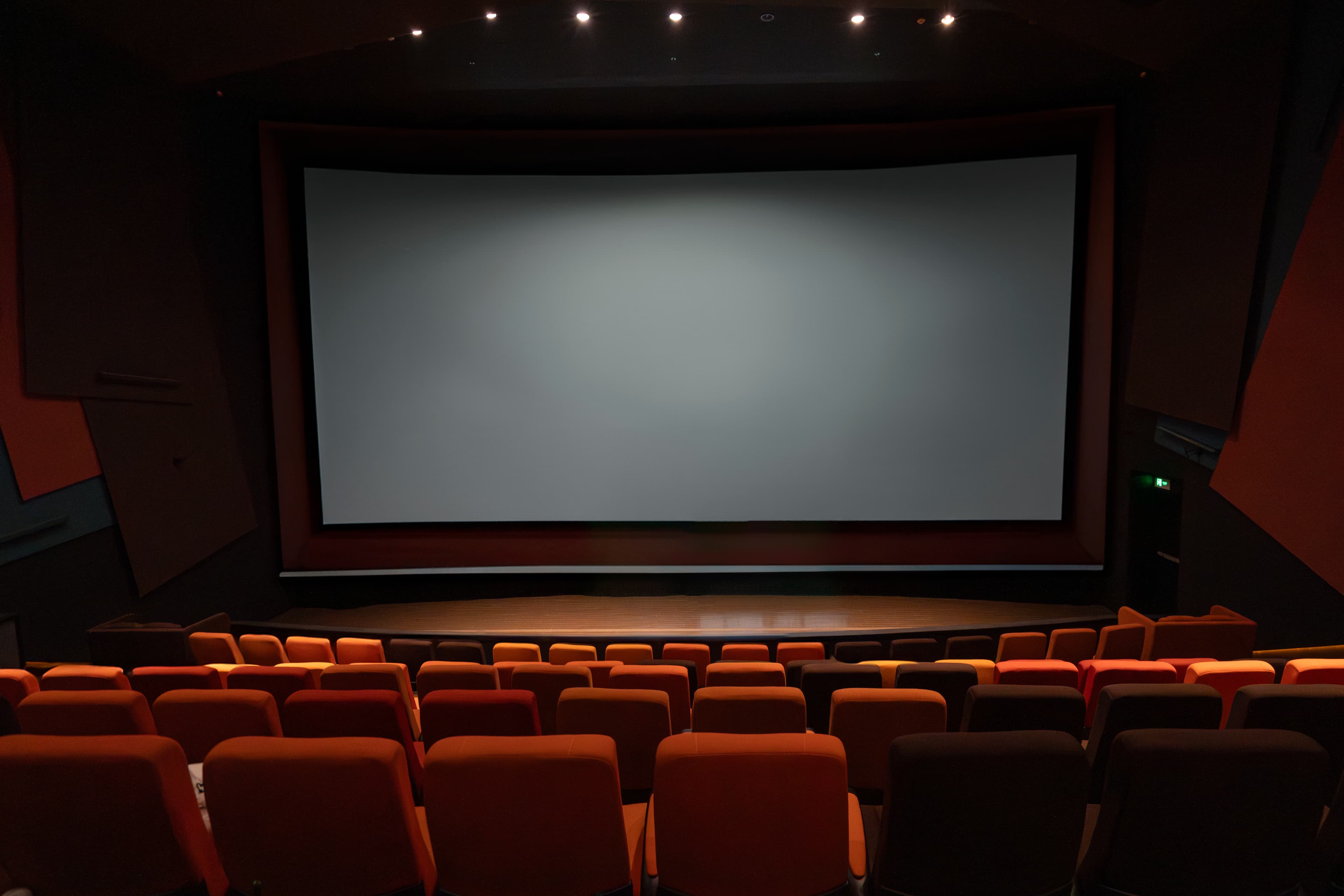 An empty movie theater.