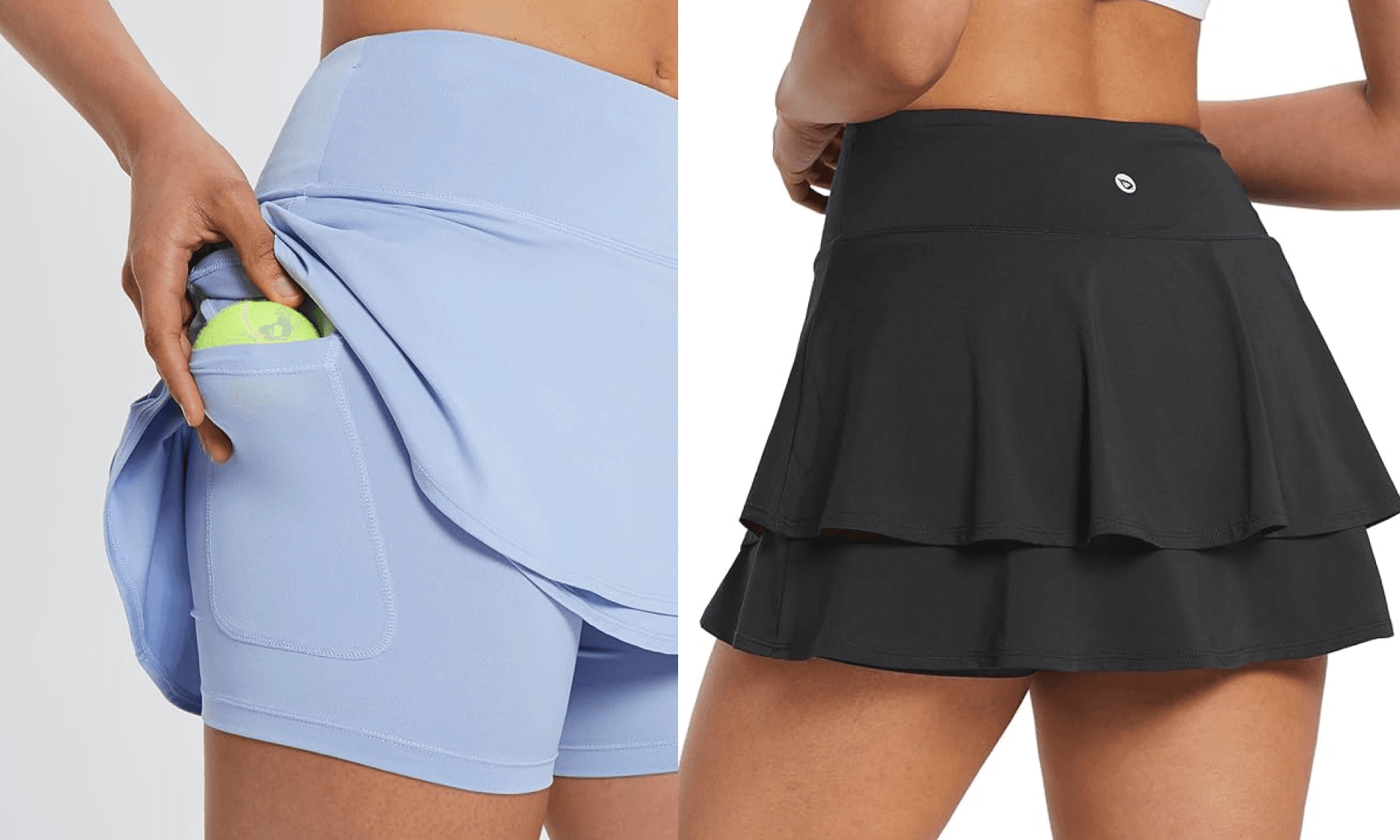 baleaf Women's Pleated Tennis Skirts Athletic Golf Skorts for Women with Pockets Shorts High Waisted Workout Layered Ruffle Black M