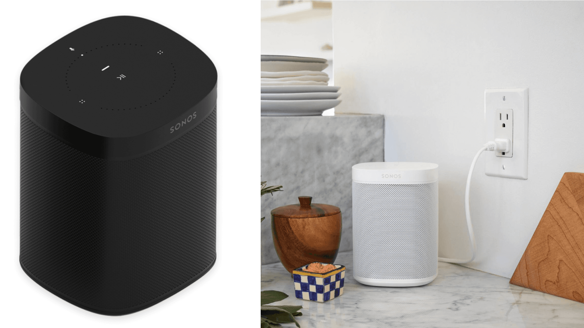 Sonos speaker in black and white