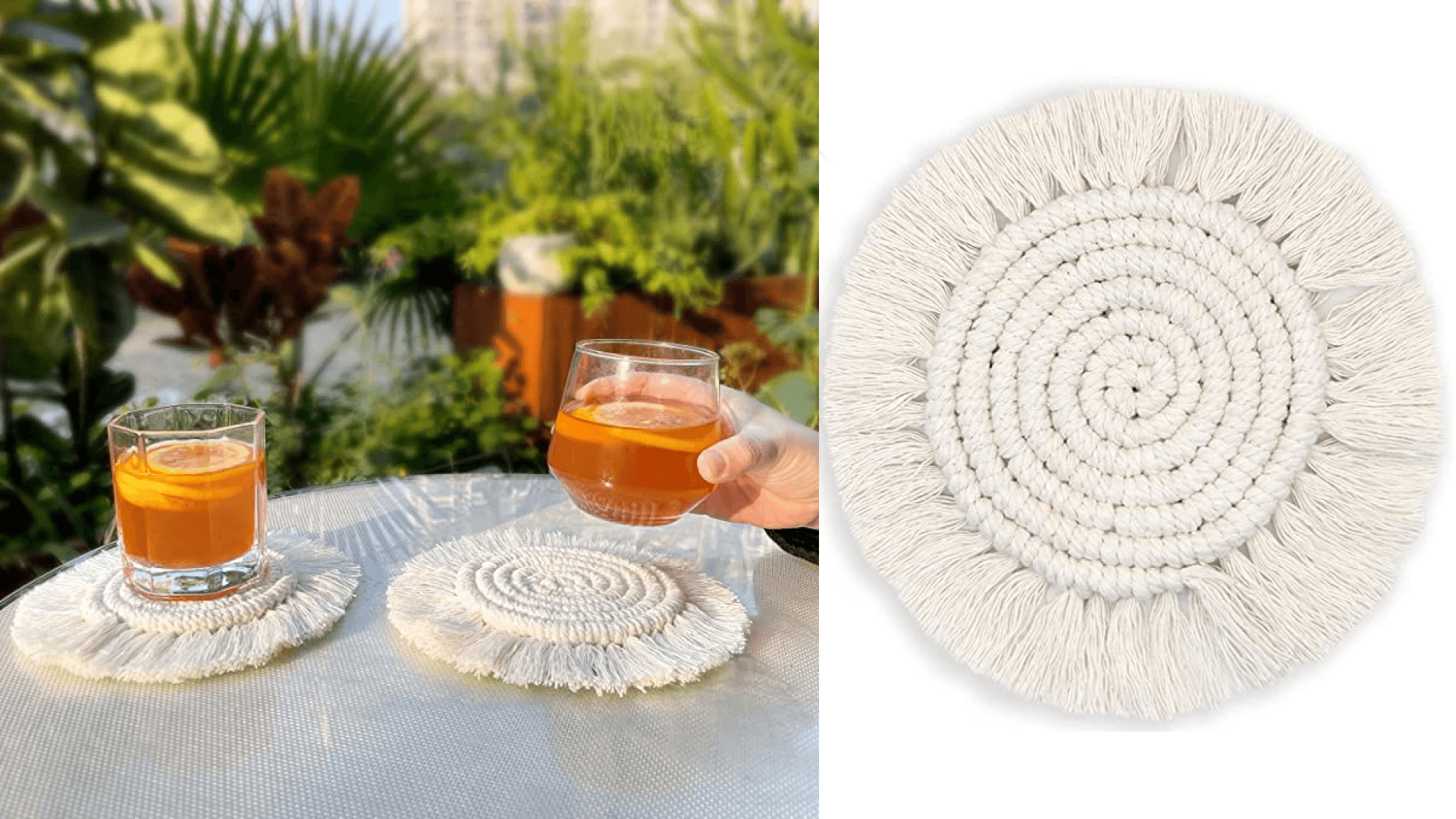 Peach fringed coasters