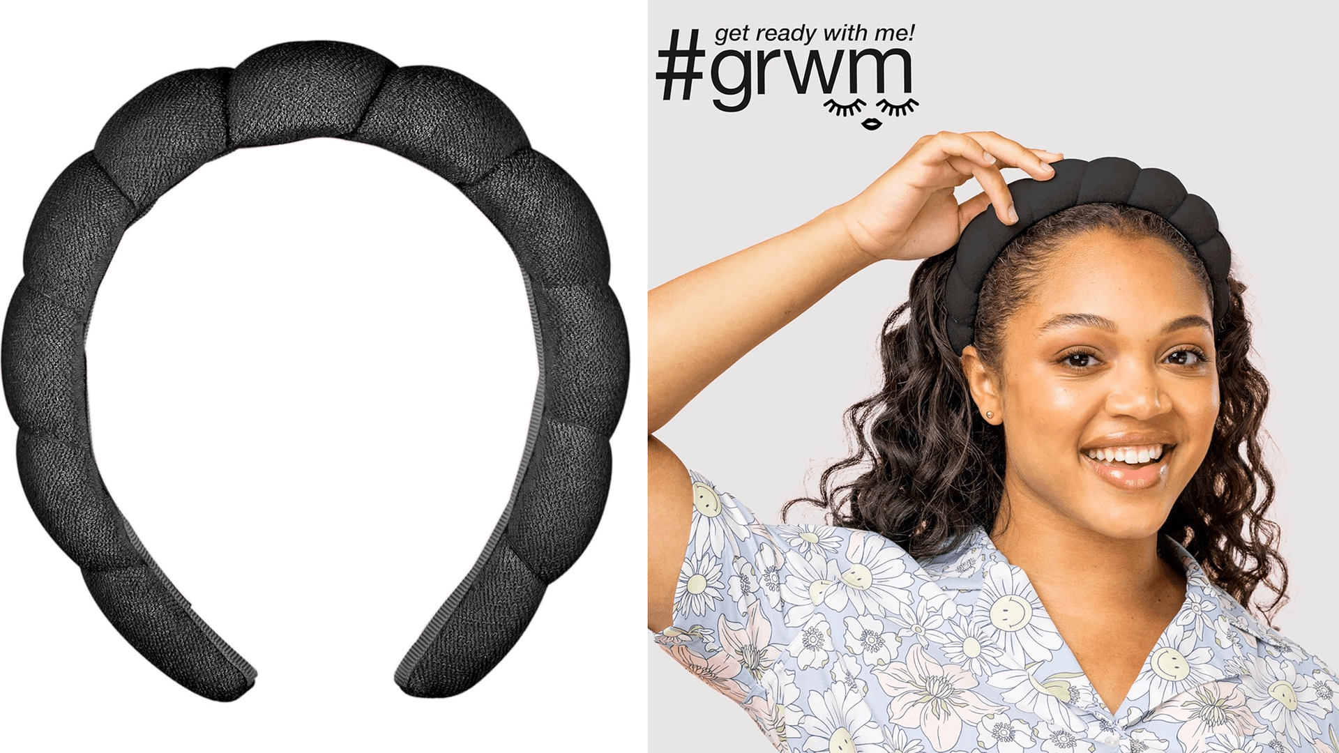 Conair Spa Bubble Headband - Soft, Absorbent, Cute & Comfortable for Her - Black - Face Washing