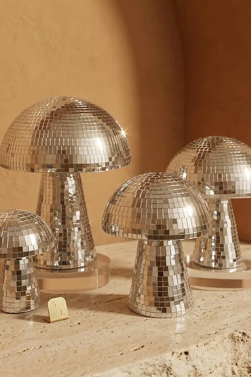 Mirror Disco Mushroom Sculpture