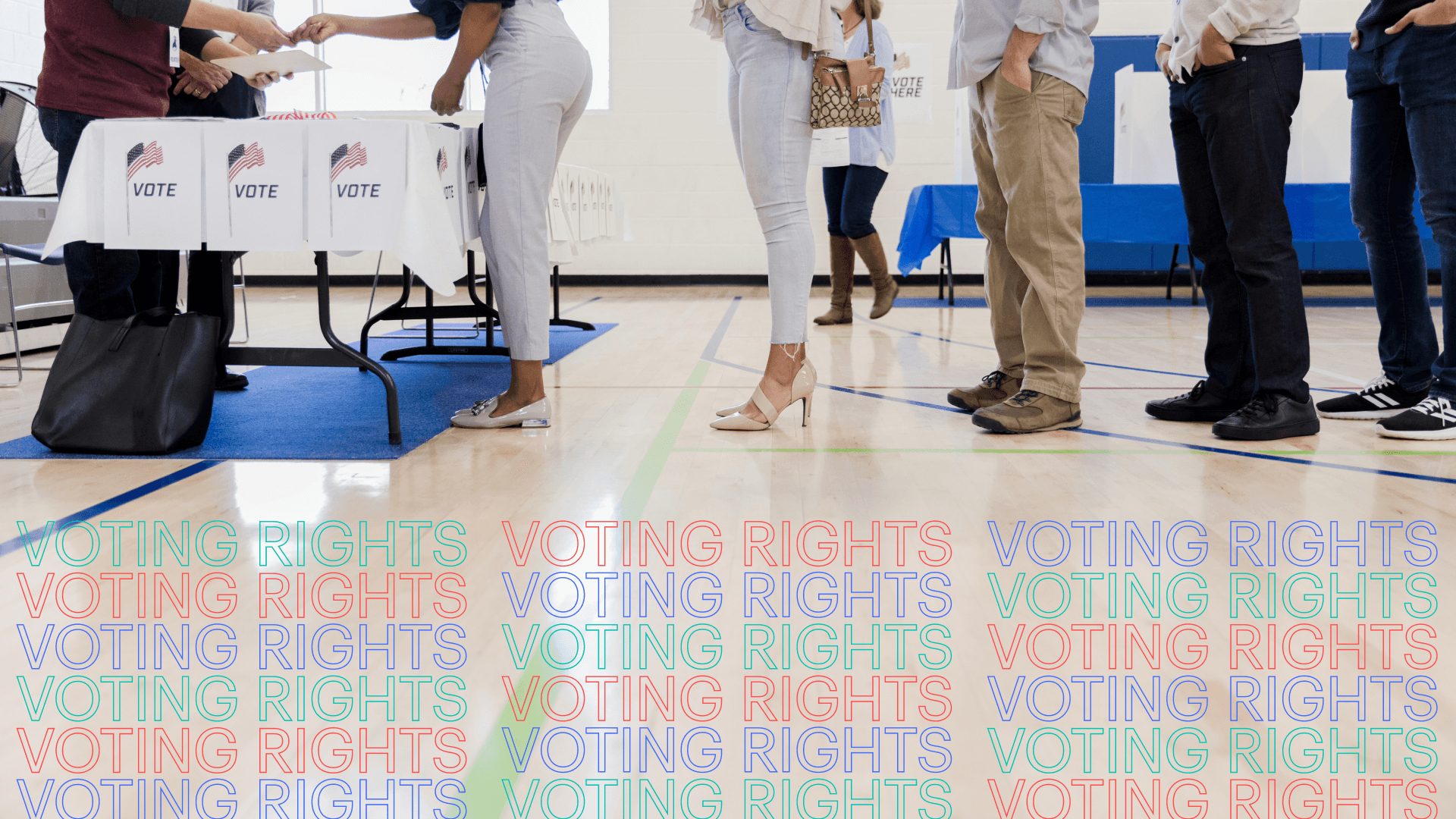 People waiting in line to vote