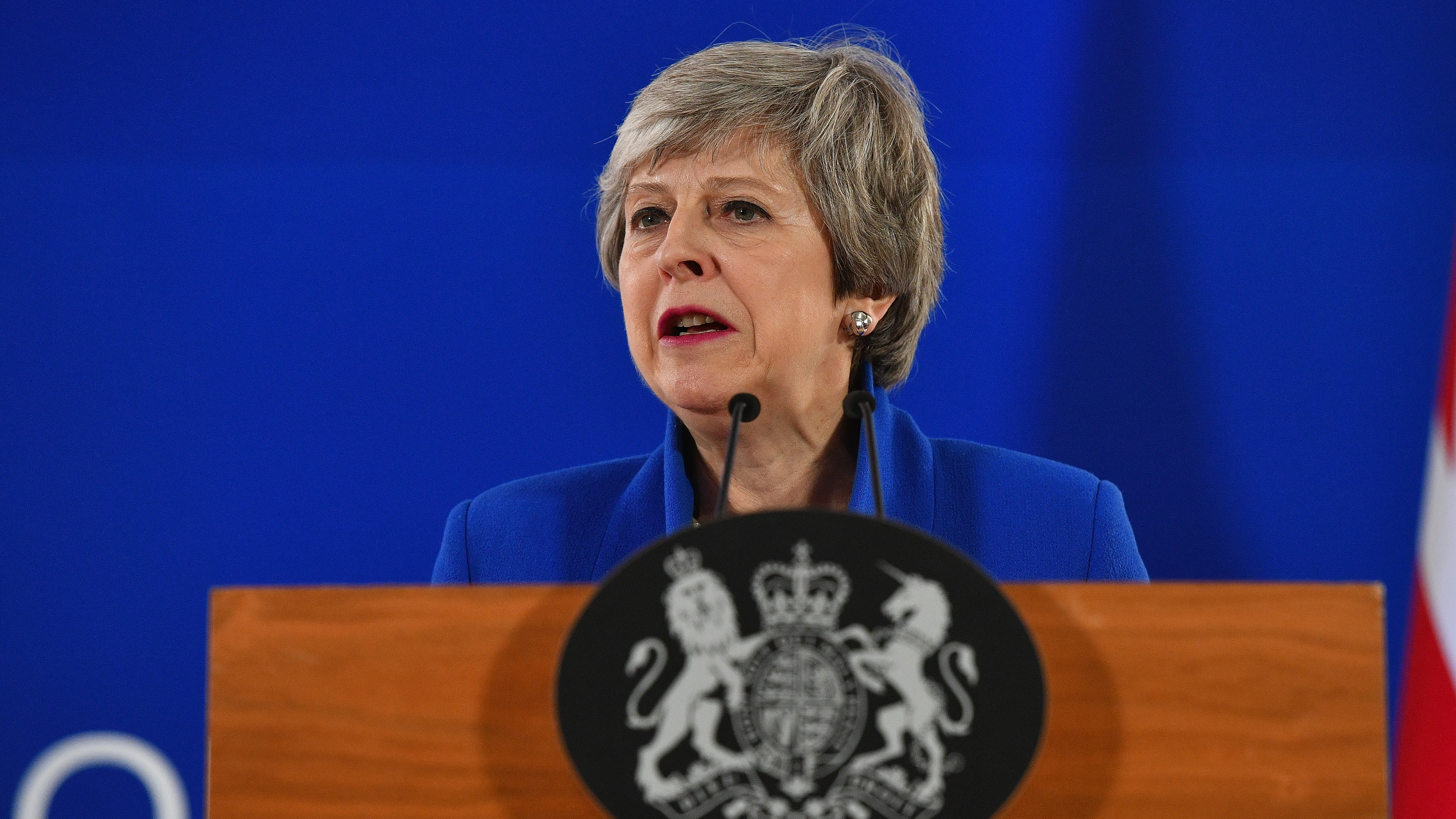 Theresa May at podium