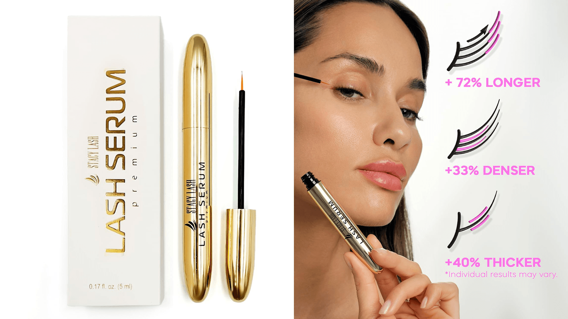 Stacy Lash Growth Serum (0.17fl.oz / 5ml) | Eyebrow & Eyelash Enhancing Serum for Natural Lashes & Brows