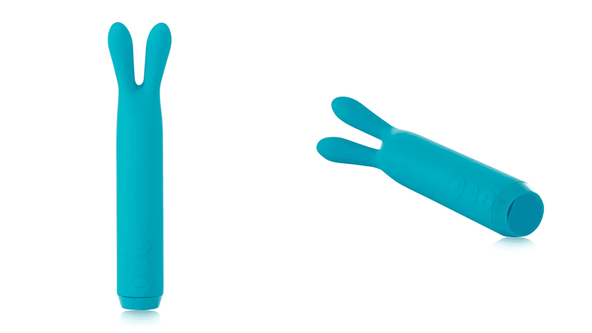 Teal silicon vibrator with two bunny ears