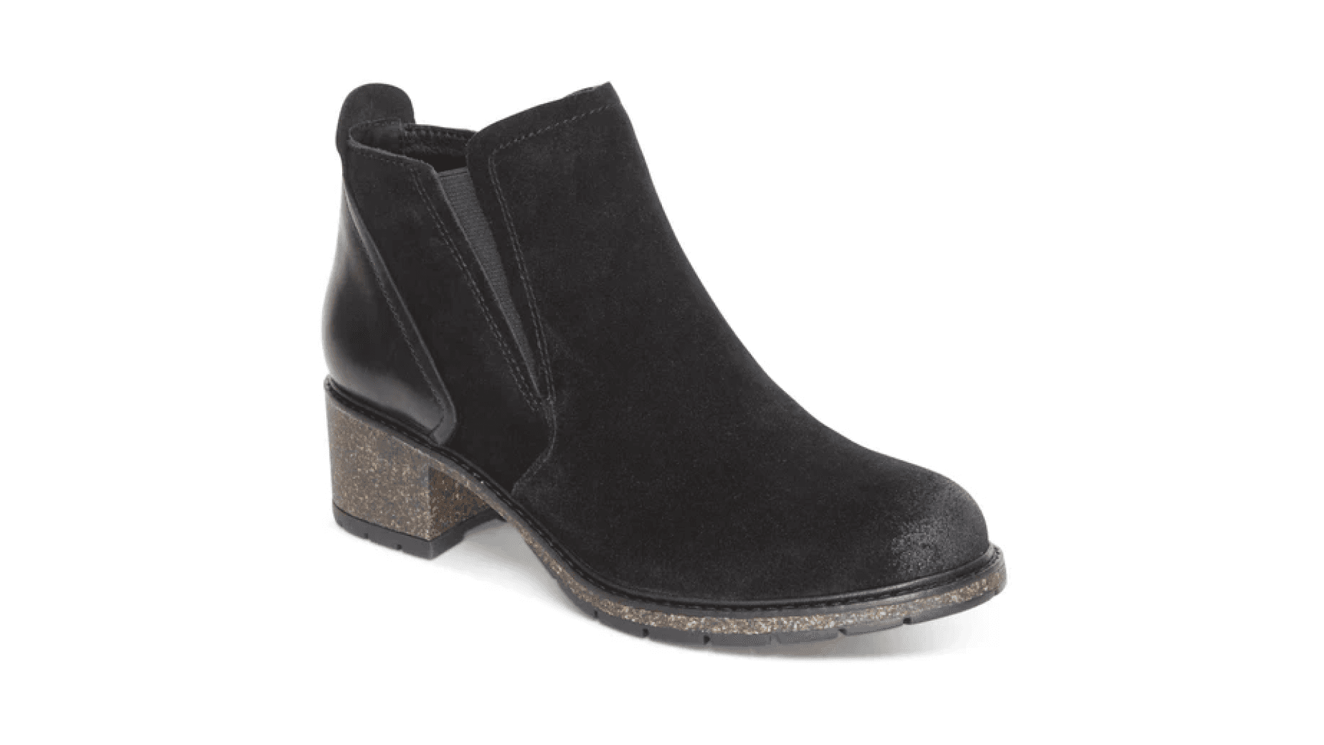 Black boot with cork heel