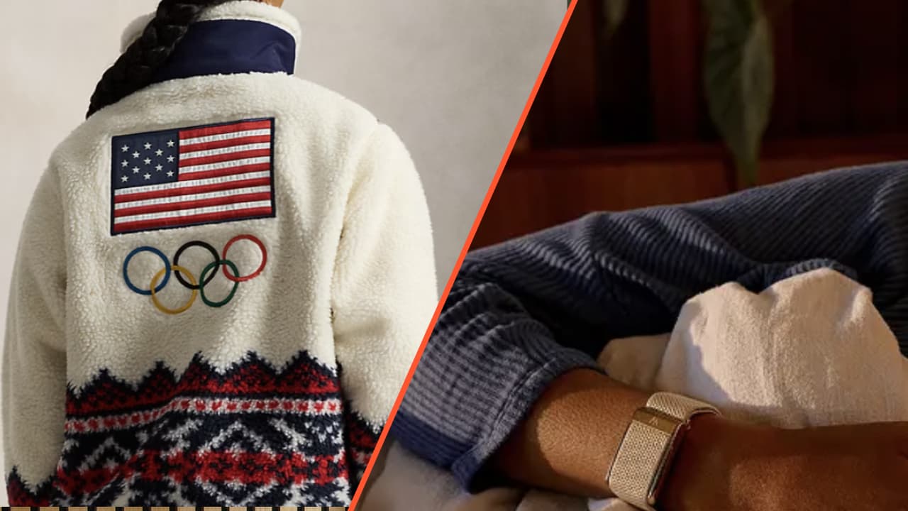 Ralph Lauren Winter Olympics fleece and Whoop band, both part of theSkimm's Well Played Instagram giveaway