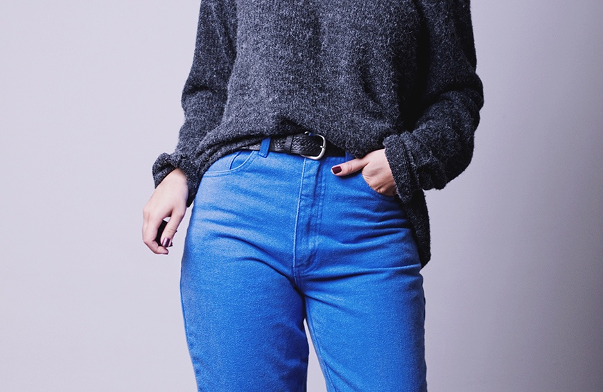 Featured image for How to style high-waisted jeans so you don't wind up with a front butt