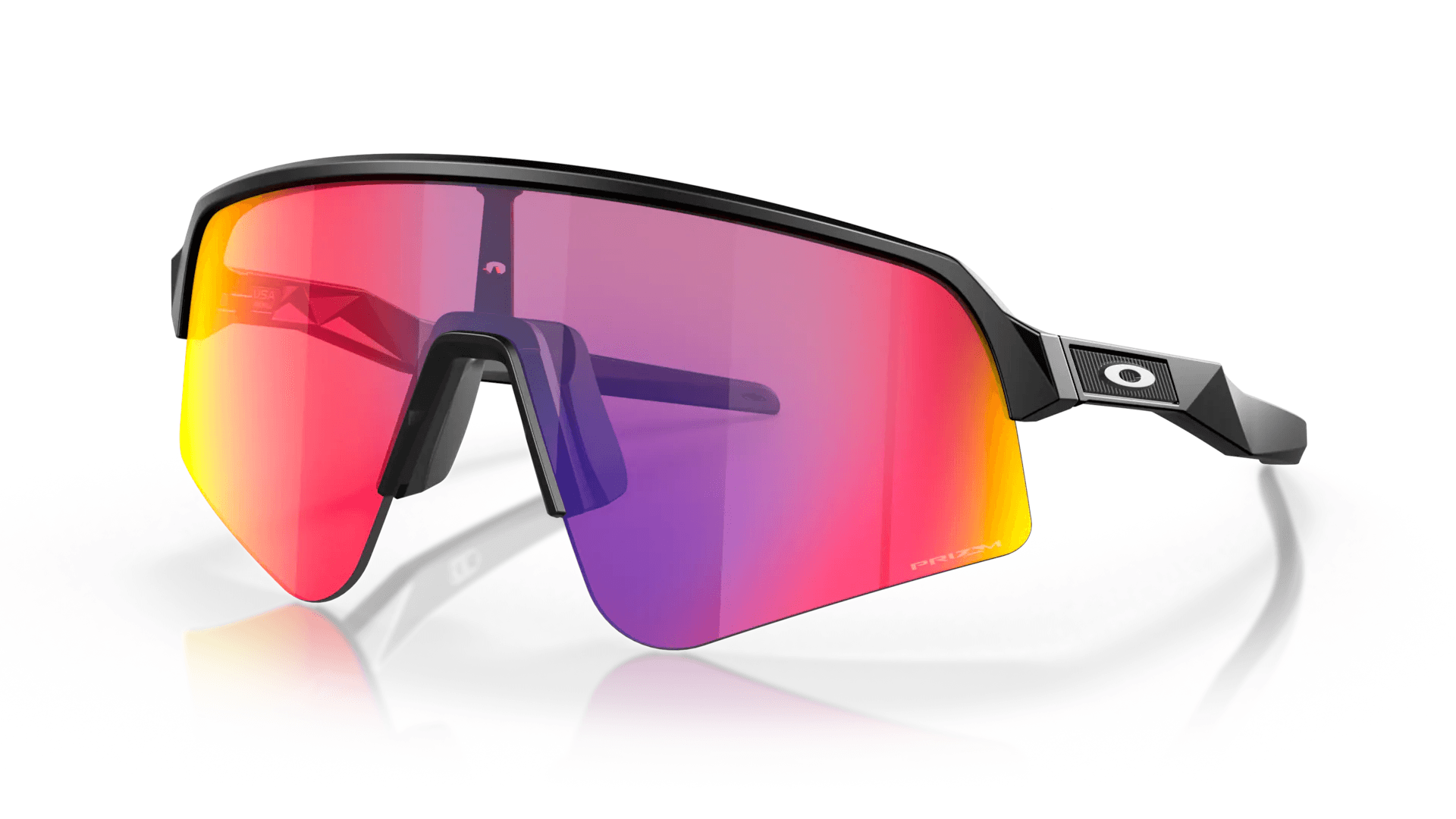 Sunglasses with black frame and multi-color lenses
