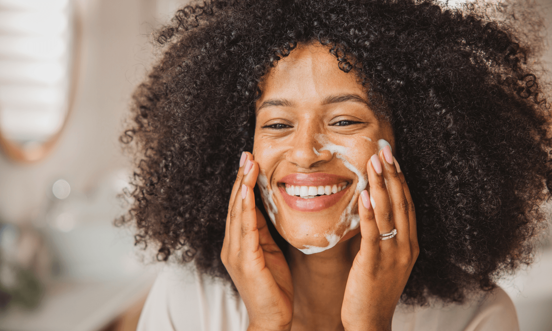 woman washing face