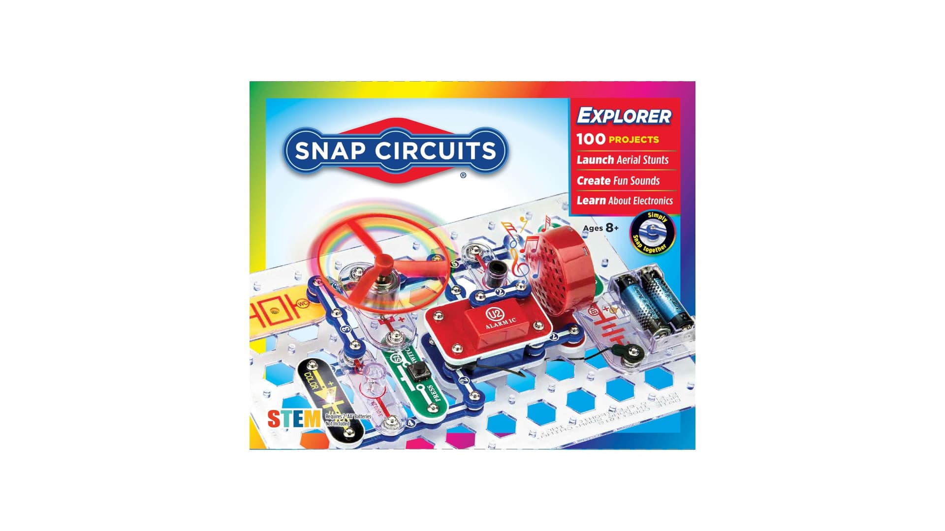 Snap Circuits Jr. SC-100 Electronics Exploration Kit, Over 100 Projects, Full Color Project Manual, 28 Parts, STEM Educational Toy for Kids 8 +