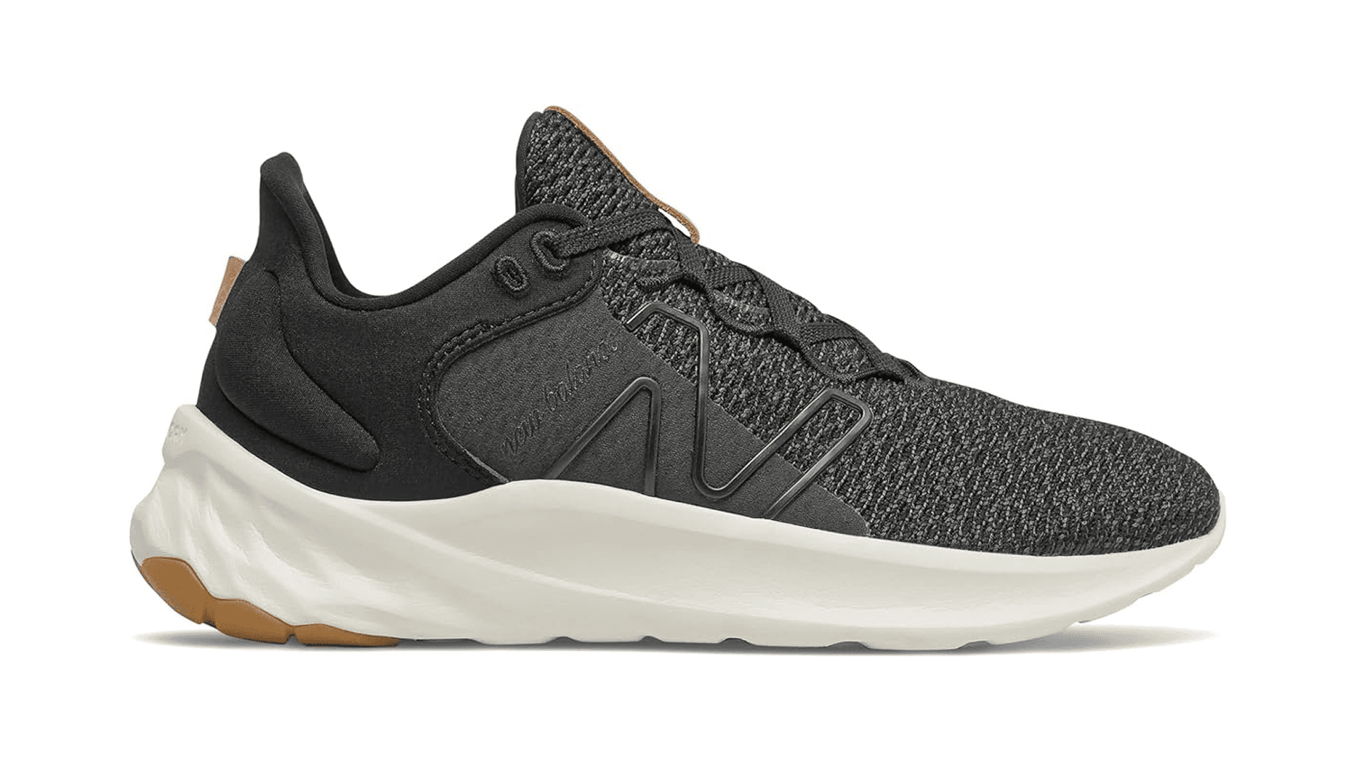 Black sneaker with white sole