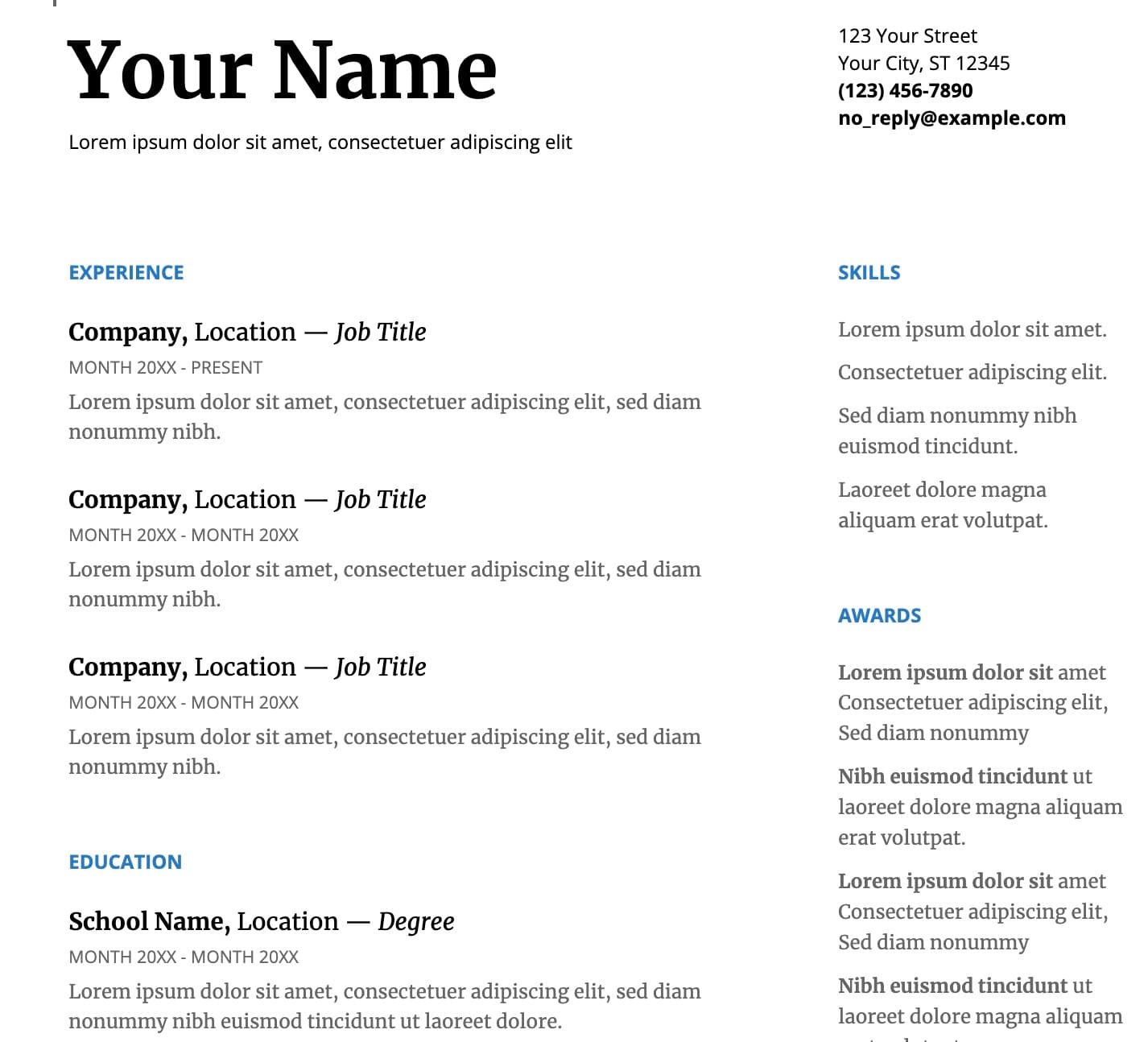 accessibility, resume example