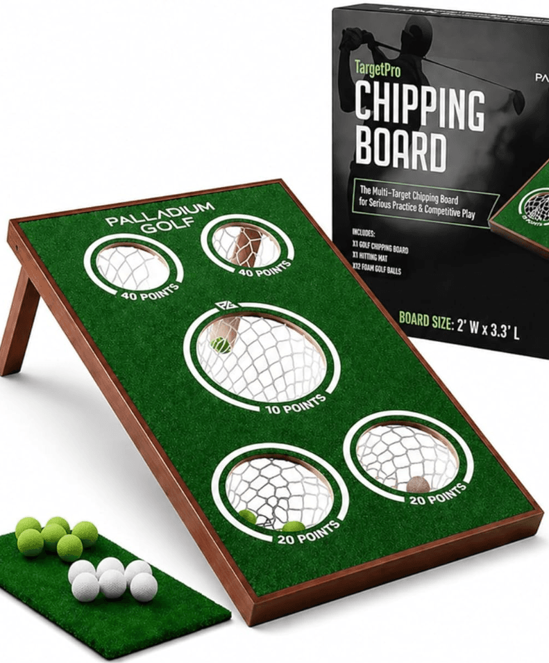 Palladium Golf Chipping Game Board - Solid Wood Golf Game Cornhole Set - Heavy Duty Practice and Play Equipment - Great for Adults and Kids, Indoor and Outdoor Use