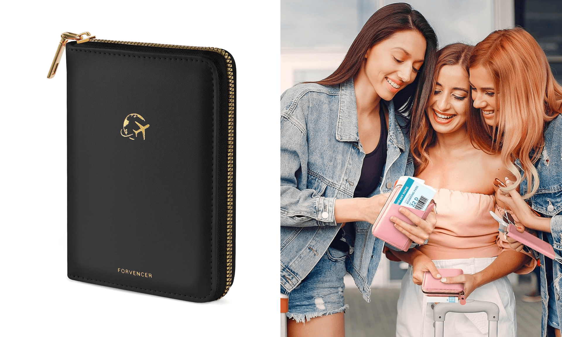 Forvencer Passport Holder Cover with Safe Zipper Closure, Premium Passport Wallet for Travel, Cute RFID Blocking Card Case, Waterproof Travel Accessories for Women, Black