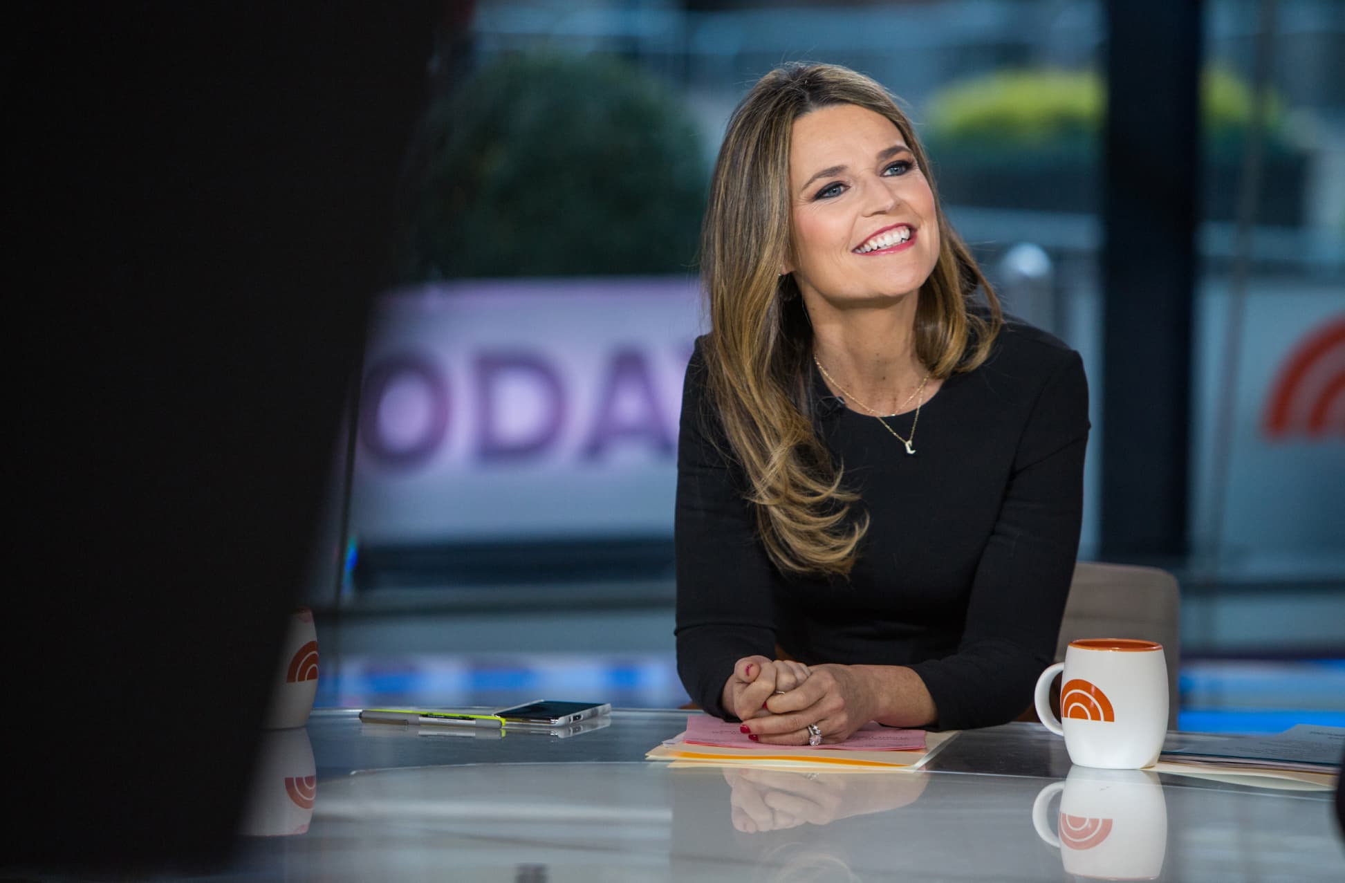 Savannah Guthrie sitting at TODAY show desk