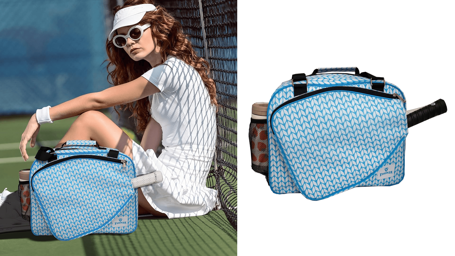 Thorza Pickleball Bag for Women with Paddle Holder, Mesh Side Pocket, Large Inner Storage, Carry Handle, and Adjustable Shoulder Strap, Sports Equipment for Amateurs and Pros, Purple