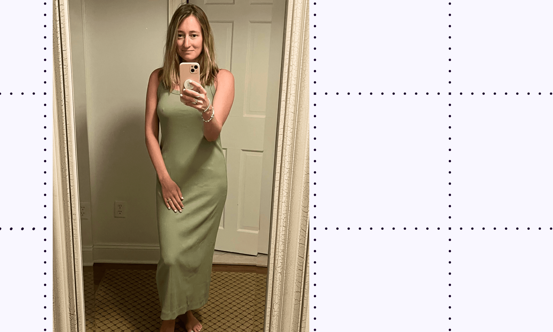 Sarah wearing ribbed tank dress