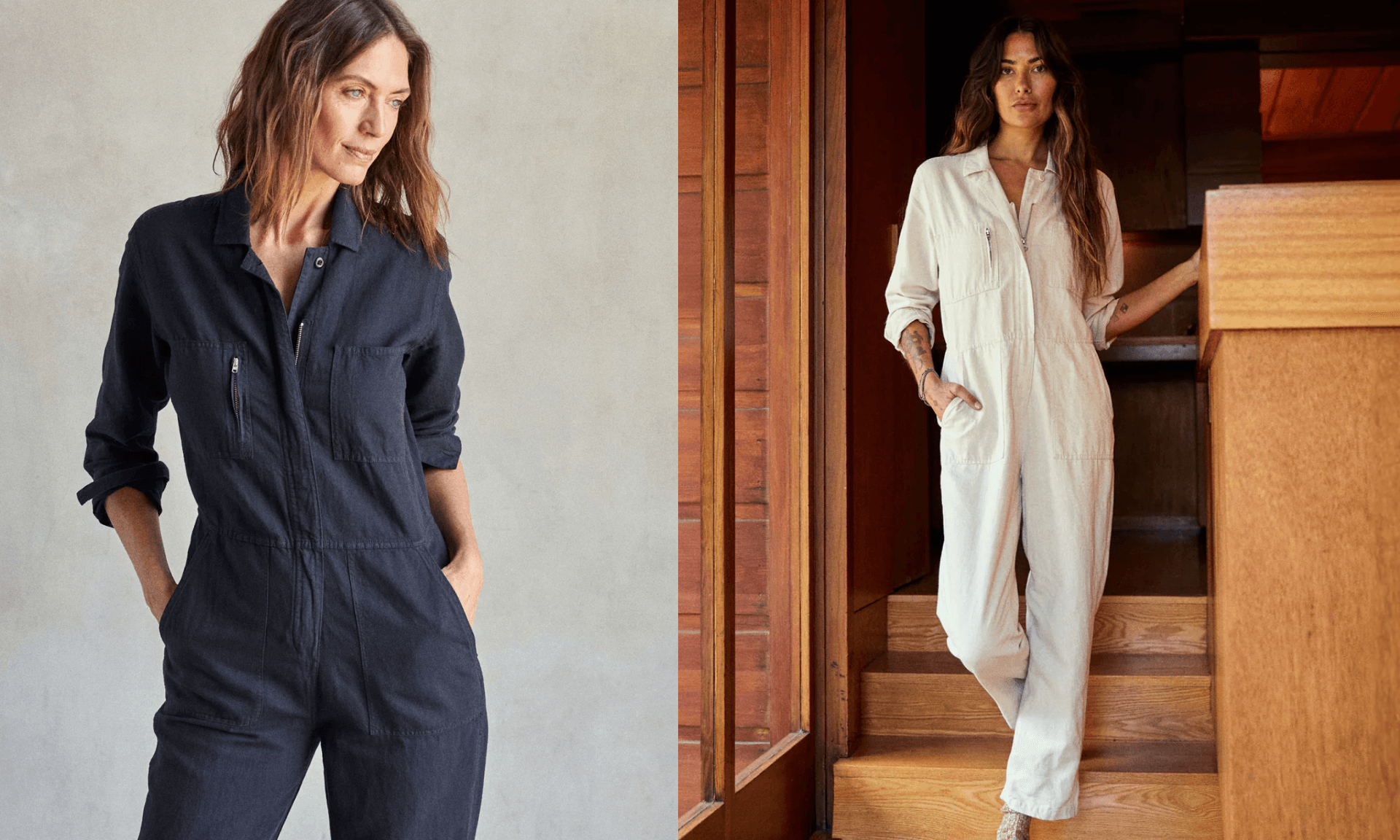 Outerknown long sleeve utility jumpsuit one-piece