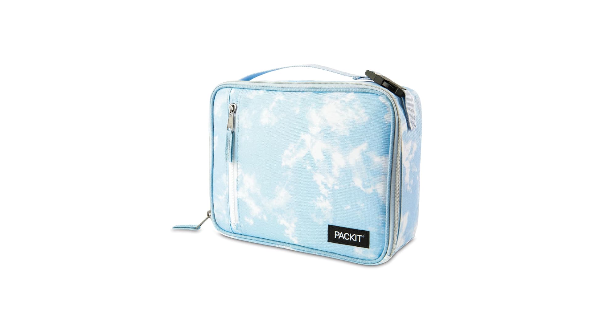 PackIt Freezable Classic Lunch Box, Blue Sky, Built with EcoFreeze Technology, Collapsible, Reusable, Zip Closure With Zip Front Pocket and Buckle Handle, Perfect for School Lunches