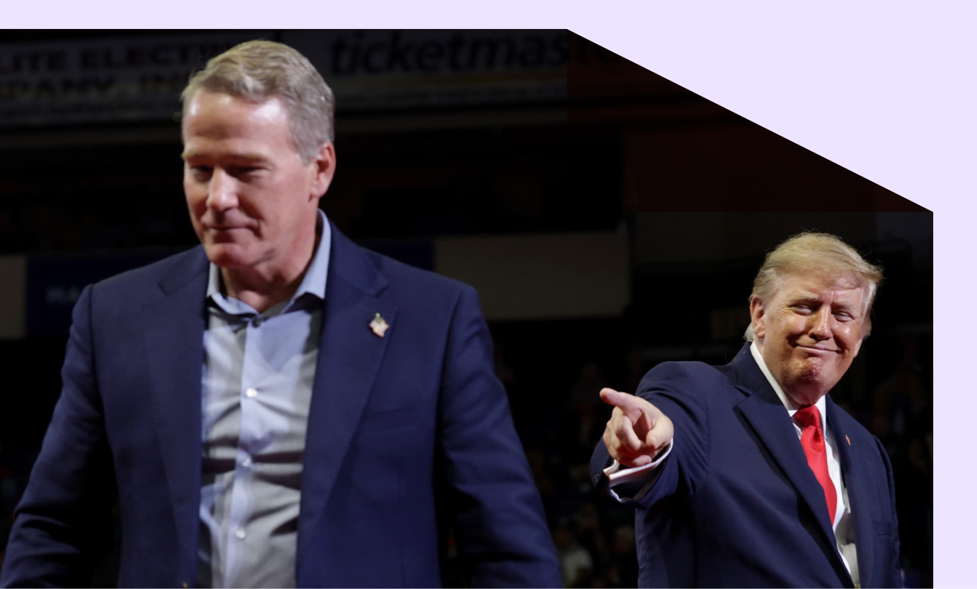 U.S. President Donald Trump (R) gestures towards U.S. Sen. Jon Husted (R-OH)
