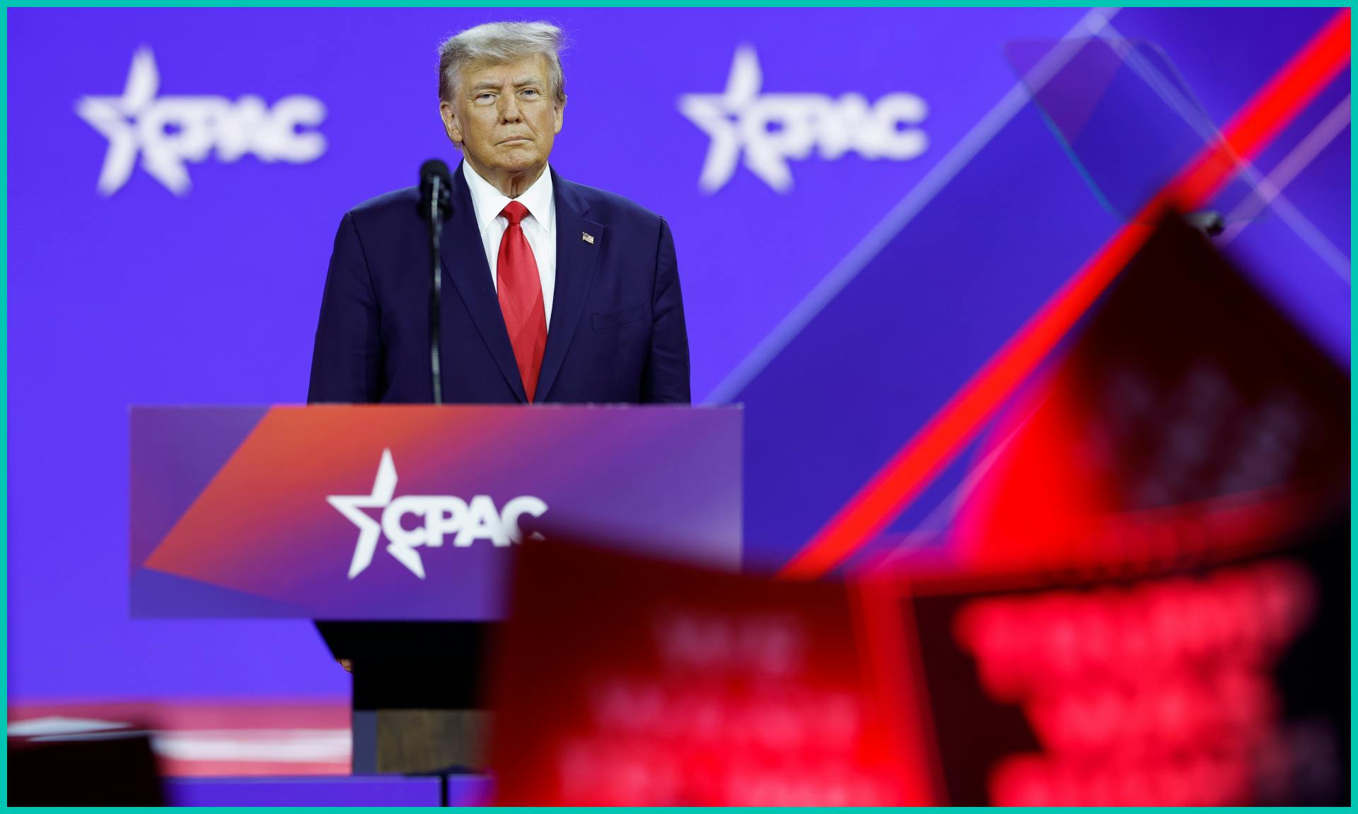 Former U.S. President Donald Trump arrives to address the annual Conservative Political Action Conference (CPAC) at Gaylord National Resort & Convention Center on March 4, 2023