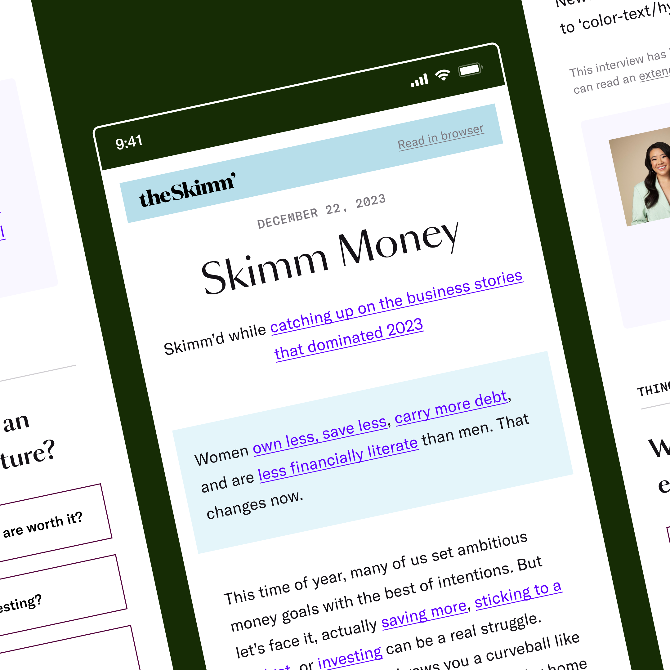 Newsletter sample of Skimm Money