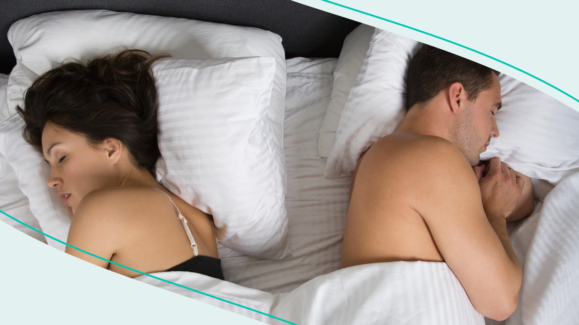 Image of couple sleeping on separate sides of the bed