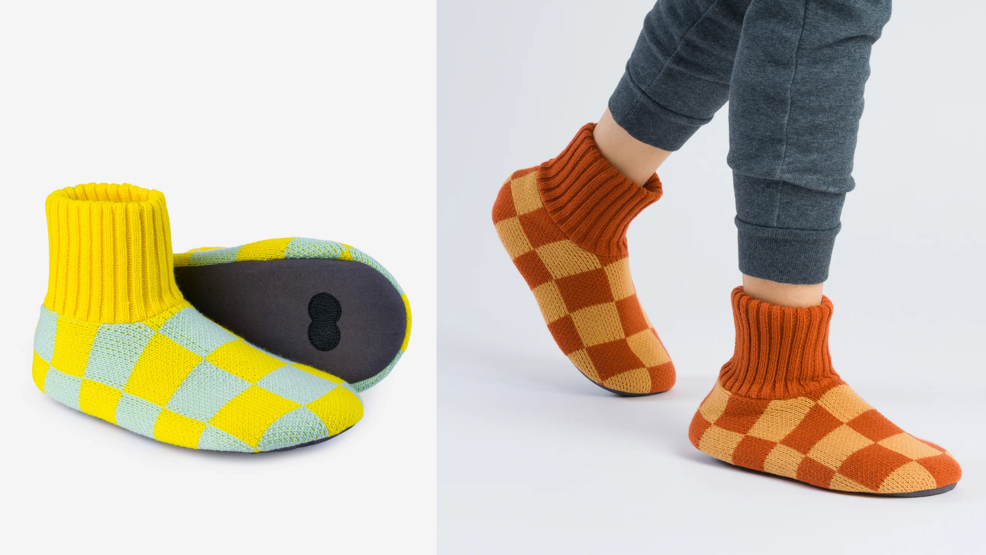 checkered colorful sock slippers with padded bottoms
